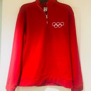 Red Olympic Logo Quarter-Zip Pullover